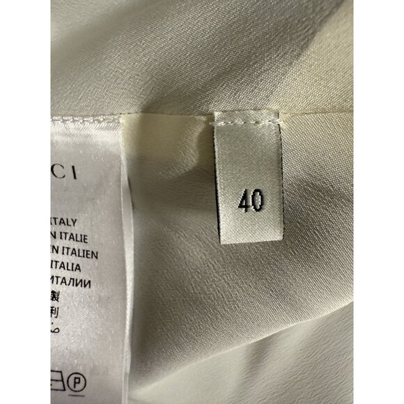 Gucci Womens Black & White Short-Sleeve Button-Up Blazer Dress With Gold Accent - Picture 5 of 16